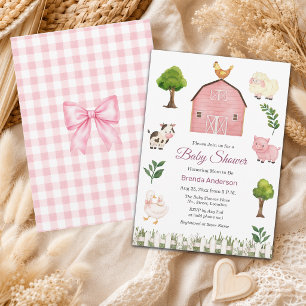 Invitación Animales de granja en acuarela para baby shower