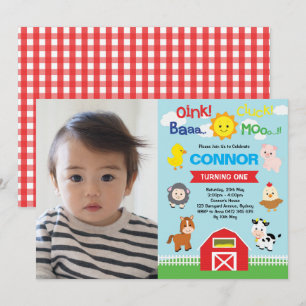 Invitación Animales de granja foto del zoológico de juguetes 