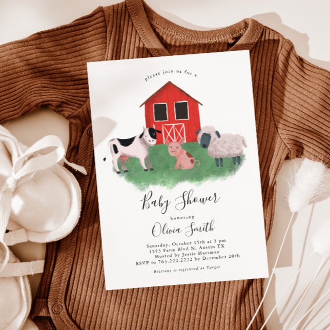 Invitación Animales de granja Género Baby Shower neutro (Subido por el creador)