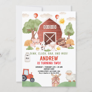 Invitación Animales de granja Niños Cumpleaños