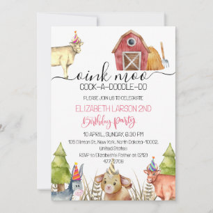 Invitación Animales de granja Niños Fiesta de cumpleaños