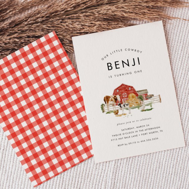 Invitación Animales de granja Niños Vaqueros Primer Fiesta de (Subido por el creador)