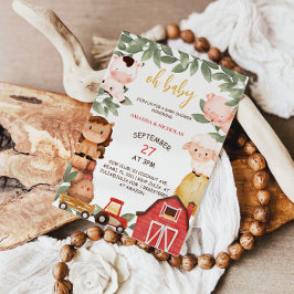 Invitación Animales de granja Oh Rústico Baby Shower