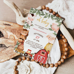 Invitación Animales de granja Oh Rústico Baby Shower