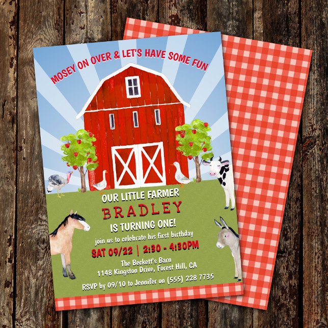 Invitación Animales de granja Primer cumpleaños (Subido por el creador)
