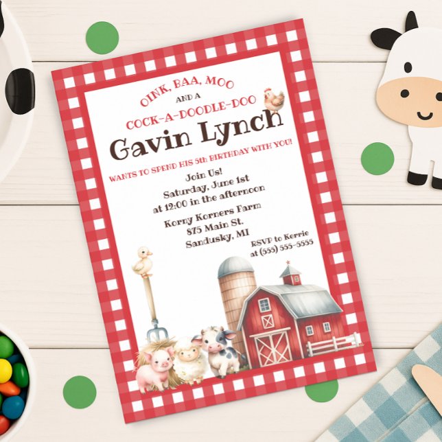Invitación Animales de granja rojos, fiesta de cumpleaños de  (Subido por el creador)