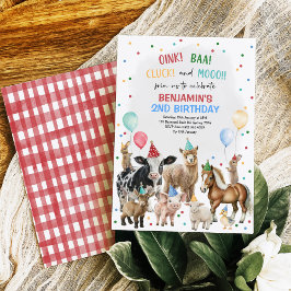 Invitación Animales de granja singulares Barnyard Birthday Bo