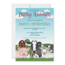 Animales de granja Vaca Cerdo Oveja Cumpleaños Col