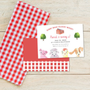 Invitación Animales de granja y corral - Cumpleaños 2 años