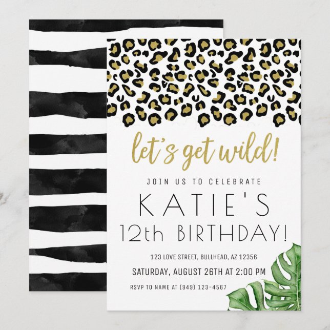 Invitación Animales de impresión vamos a conseguir la invitac (Anverso / Reverso)