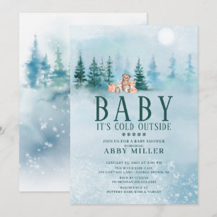 Invitación Animales de invierno de Woodland beben hace frío a