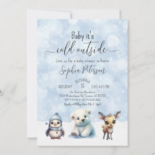 Invitación Animales de invierno fríos fuera de Baby Shower