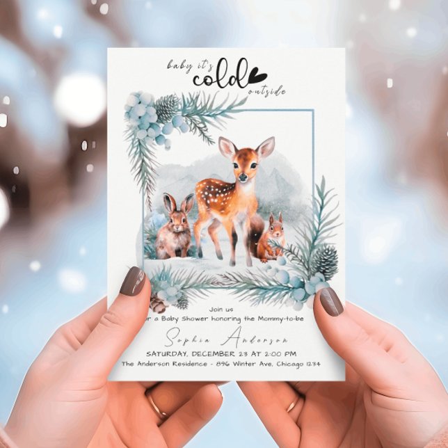 Invitación Animales de invierno fríos fuera de Baby Shower (Subido por el creador)