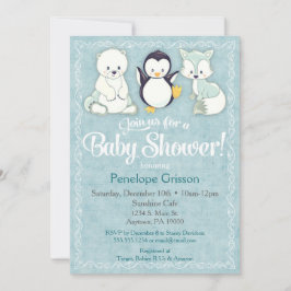 Invitación Animales de invierno: Pingüino en Baby Shower invi