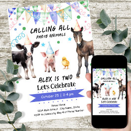 Invitación Animales de la granja Barnyard 2º cumpleaños