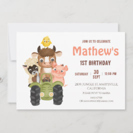 Invitación Animales de la granja Barnyard Cumpleaños