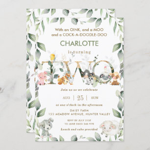Invitación Animales de la granja Barnyard Greenery segundo cu
