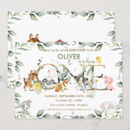 Invitación Animales de la granja Cura Jardín Vegetales Primer