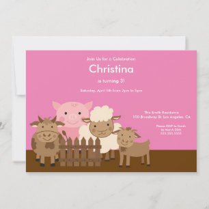 Invitación Animales de la granja Cute Barn Yard Invitan fiest