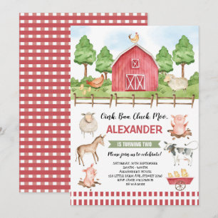 Invitación Animales de la granja Cute Farm Animals Barnyard B
