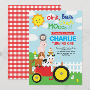 Invitación Animales de la granja Cute Farm Barnyard Birthday 