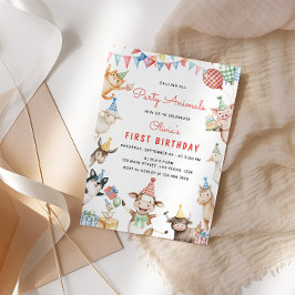 Invitación Animales de la granja Cute Farm Fiesta de cumpleañ