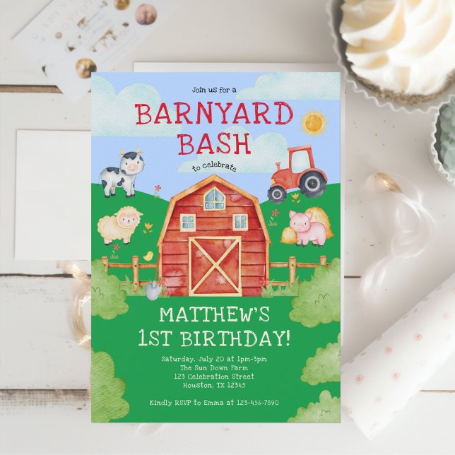 Invitación Animales de la granja de animales Barnyard Bash 1º (Subido por el creador)