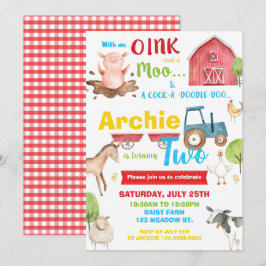 Invitación Animales de la granja de la fiesta de cumpleaños B