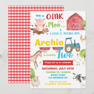 Invitación Animales de la granja de la fiesta de cumpleaños B