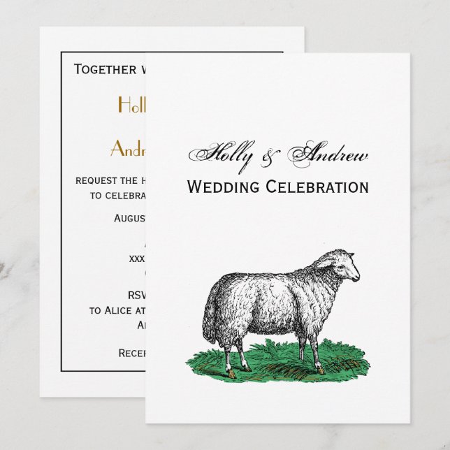 Invitación Animales de la granja de ovejas de la época C (Anverso / Reverso)