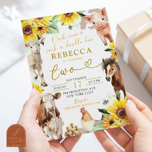 Invitación Animales de la granja del girasol Cumpleaños del n