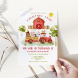 Invitación Animales de la granja roja fiesta de primer cumple<br><div class="desc">Invitación a la fiesta de primer cumpleaños de los animales de la granja roja. Invitación a la fiesta de cumpleaños de Barnyard. Elementos coincidentes disponibles.</div>