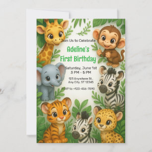 Invitación Animales de la jungla caprichosa salvajes un prime