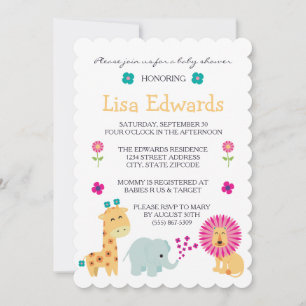 Invitación Animales de la jungla de flores