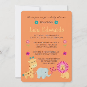 Invitación Animales de la jungla de flores