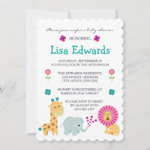 Invitación Animales de la jungla de flores