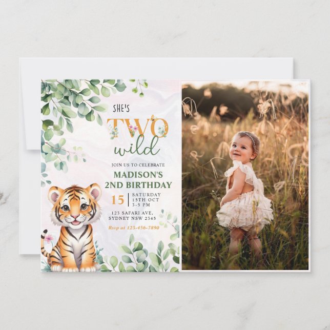 Invitación Animales de la jungla de Safari Dos foto salvajes  (Anverso)