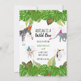Invitación Animales de la jungla divertida y graciosa en uno 