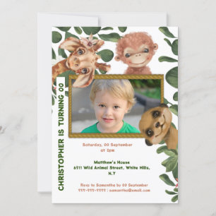 Invitación Animales de la jungla fiesta de cumpleaños de foto