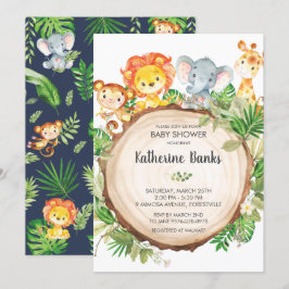 Invitación Animales de la jungla fina Baby Shower Greenery Sa