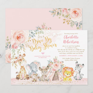 Invitación Animales De La Jungla Girly Boho Manejan En Baby S