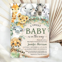 Animales de la Jungla Safari Baby Shower Tropical 