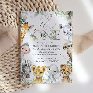 Invitación Animales de la Jungla, Safari, Salvaje, Primer Cum