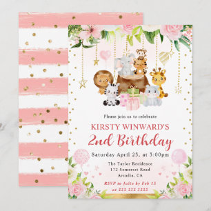 Invitación Animales de la selva de cumpleaños infantil en ros