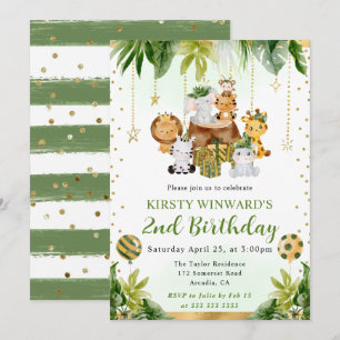 Invitación Animales de la selva en acuarela Cumpleaños de niñ