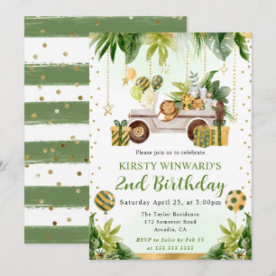 Invitación Animales de la selva en acuarela Cumpleaños de niñ