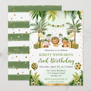 Invitación Animales de la selva en acuarela Cumpleaños de niñ