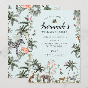 Invitación Animales de la Selva Tropical   Cumpleaños de Girl