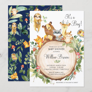 Invitación Animales de la Tierra de la Cuta Niño Neutral de B