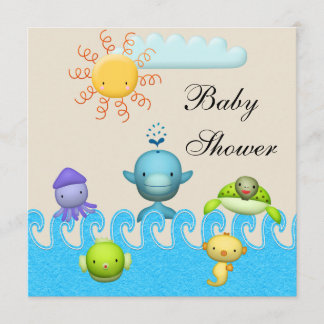 Invitación Animales de mar lindos Baby Shower